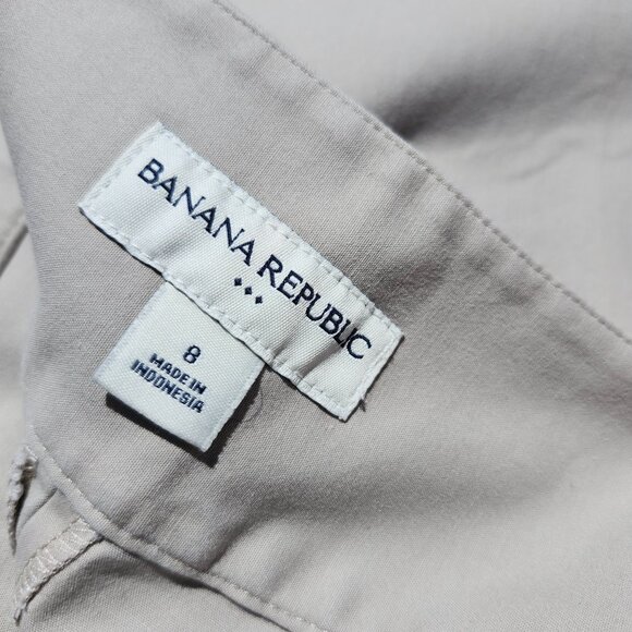 Banana Republic Women's Size 8 Khaki Pencil Skirt Cotton Blend Back Slit - Picture 6 of 8